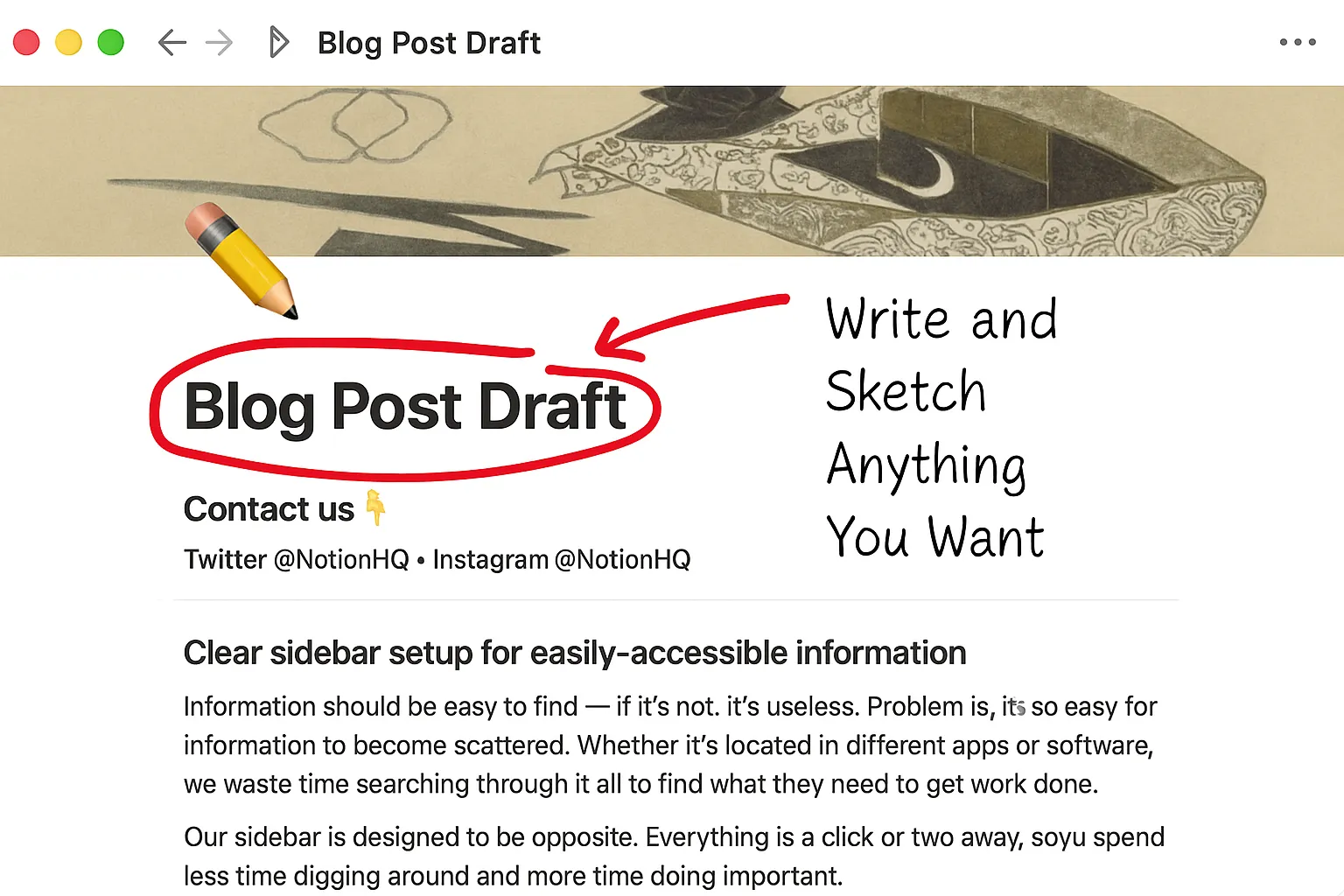 Blog Post Draft with drawing annotations